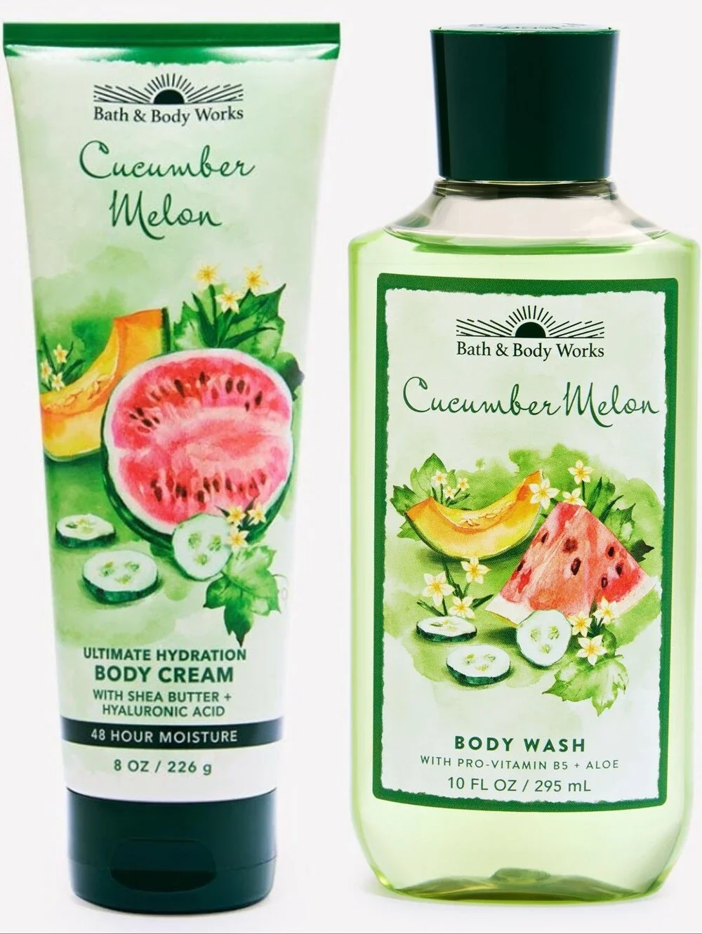Bath & Body Works Cucumber Melon Body Wash & Body Cream Set New RARE